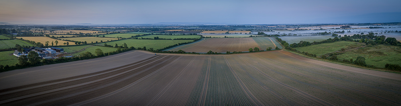 A drone shot of donnelly fresh farm fields