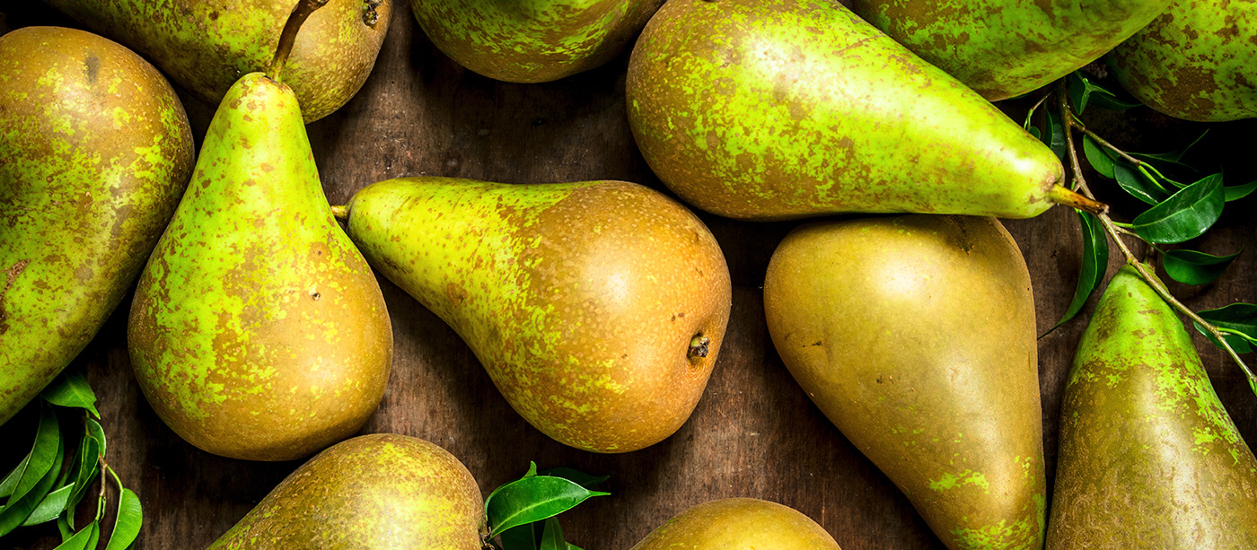 Conference pears on a table