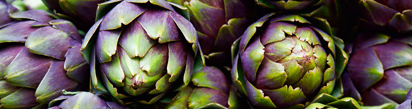 purple artichoke hearts closeup